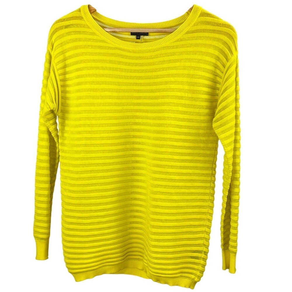 Yellow Sheer Striped Lightweight Sweater Vince Camuto Sheer Women's‎ Size XS